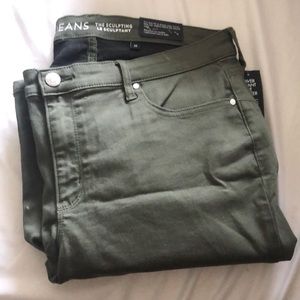 Dark khaki high skinny jeans